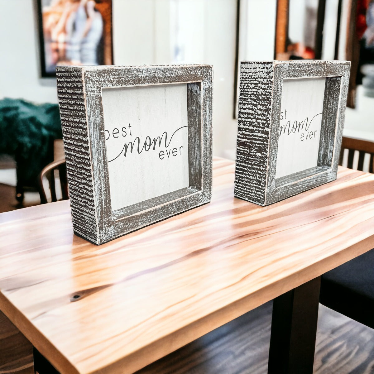 Best Mom Ever 5 Inch Wooden Wall Sign With Sentimental Quote Rustic Home Decor Gift