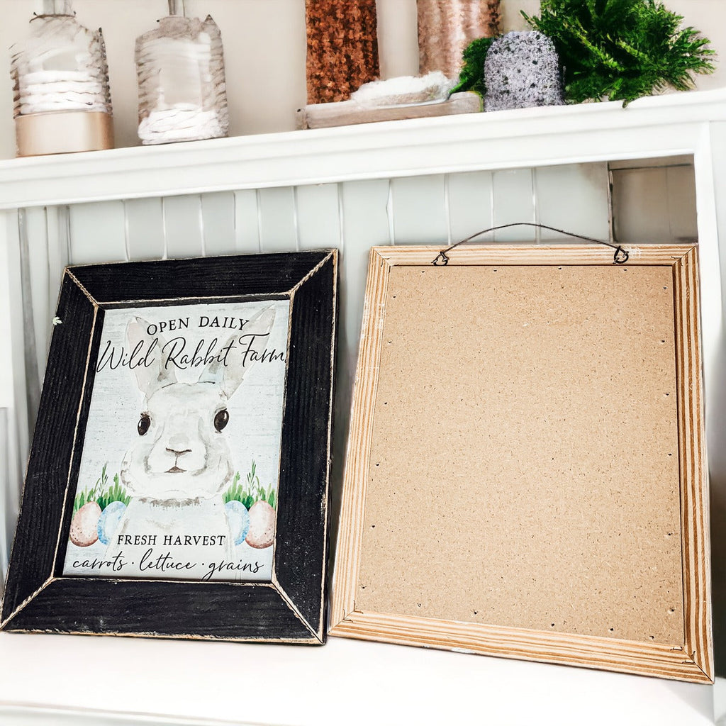 Wild Rabbit Farms Easter Sign 8x10 Framed Rustic Farmhouse Spring Decor Open Daily Fresh Harvest