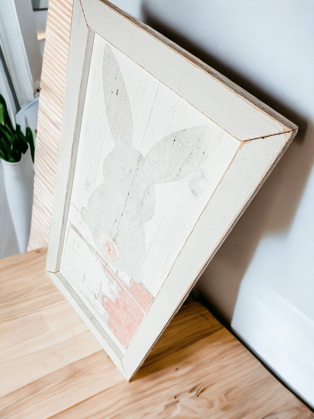 Bunny Tail Rustic Farmhouse Wooden Sign 24x12 Inch Spring Easter Decor Farmhouse Wall Hanging