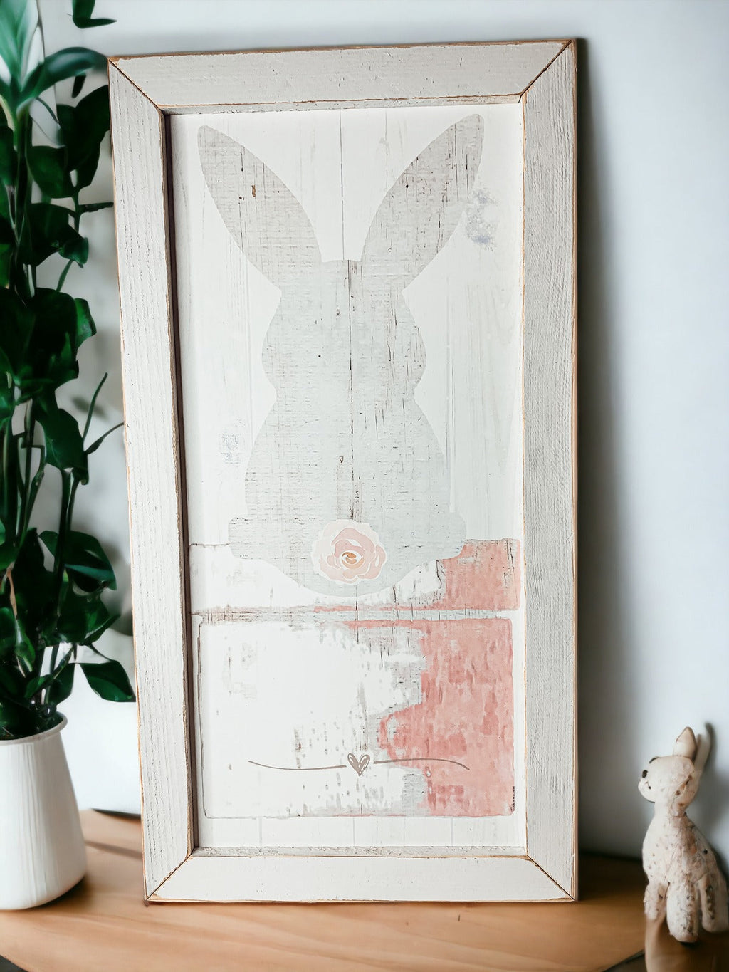 Bunny Tail Rustic Farmhouse Wooden Sign 24x12 Inch Spring Easter Decor Farmhouse Wall Hanging
