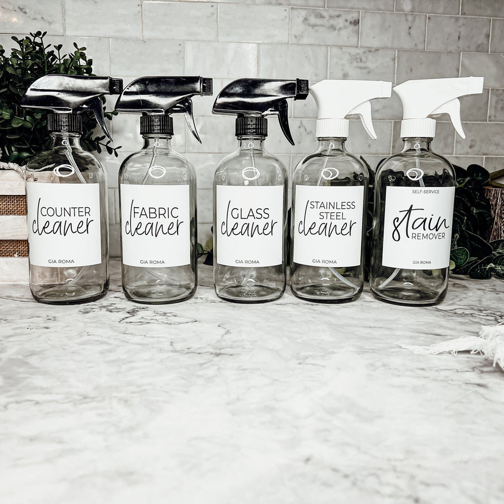 16oz Boston Round Glass Refillable Cleaning Bottles For Soap Lotion Dispensers