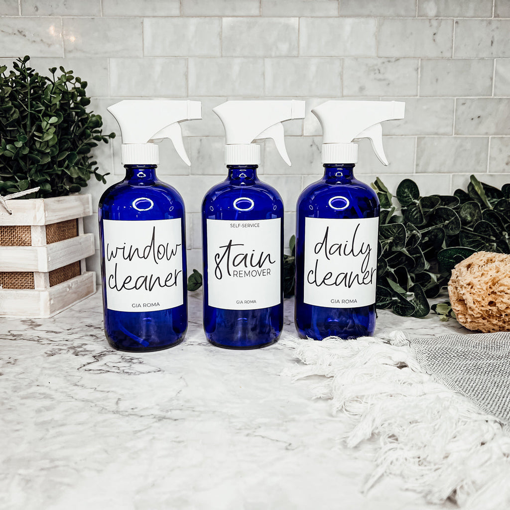 16oz Boston Round Glass Refillable Cleaning Bottles For Soap Lotion Dispensers