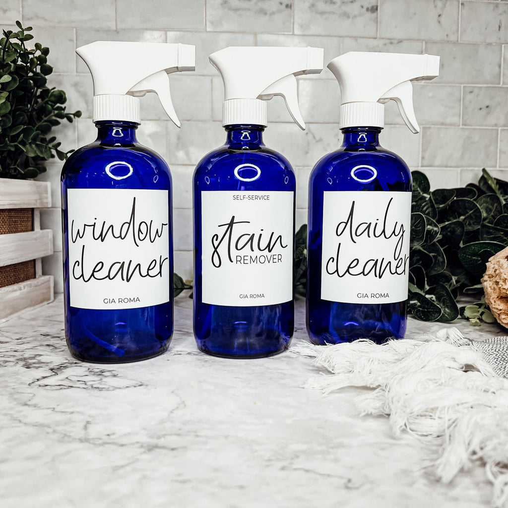 16oz Boston Round Glass Refillable Cleaning Bottles For Soap Lotion Dispensers