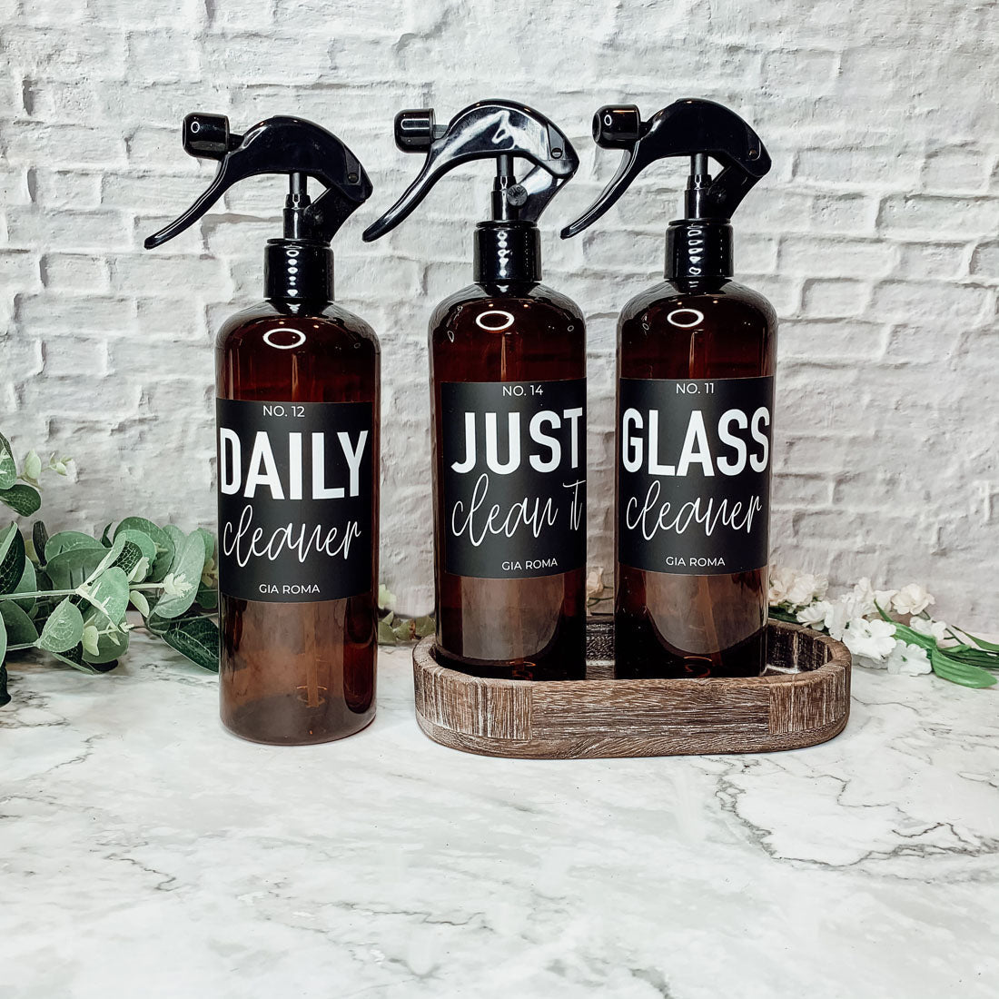 16oz Plastic Spray Bottles With White Or Black Waterproof Labels