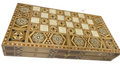 Vintage Mosaic Wooden Inlaid Marquetry Box Backgammon Set