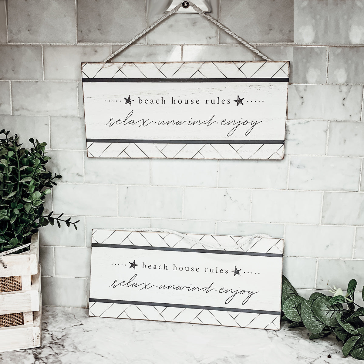 Beach House Hanging Signs - Coastal Door Wall Shelf Decor, 3 Styles, Summer