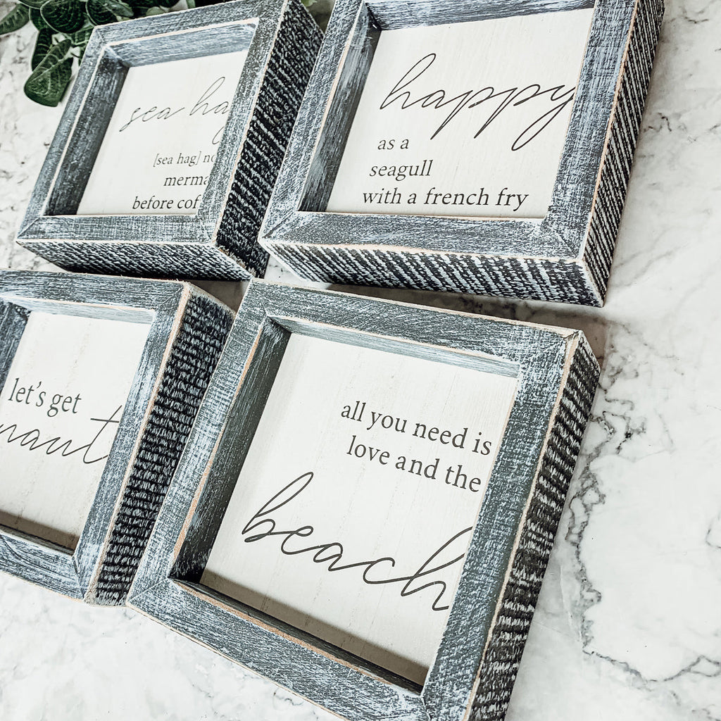 Beach Home Summer 5 Inch Wooden Sign Funny Coffee Quote Coastal Wall Decor Small Plaque