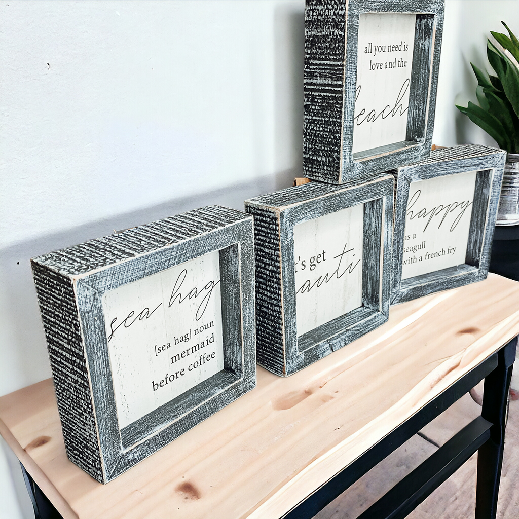 Beach Home Summer 5 Inch Wooden Sign Funny Coffee Quote Coastal Wall Decor Small Plaque