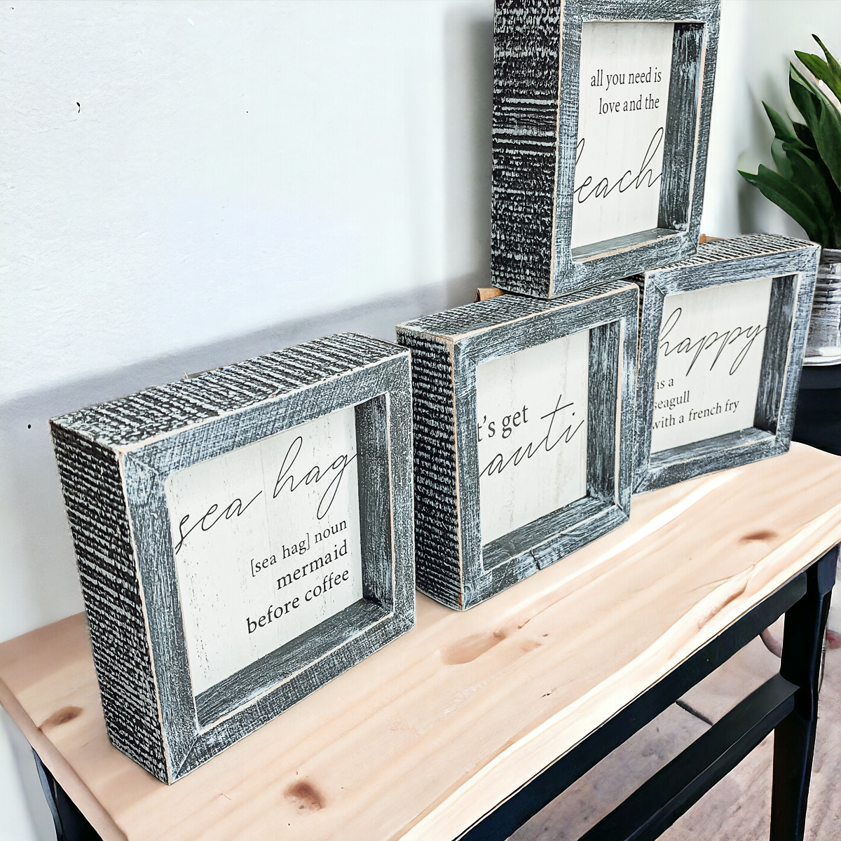 Beach Home Summer 5 Inch Wooden Sign Funny Coffee Quote Coastal Wall Decor Small Plaque
