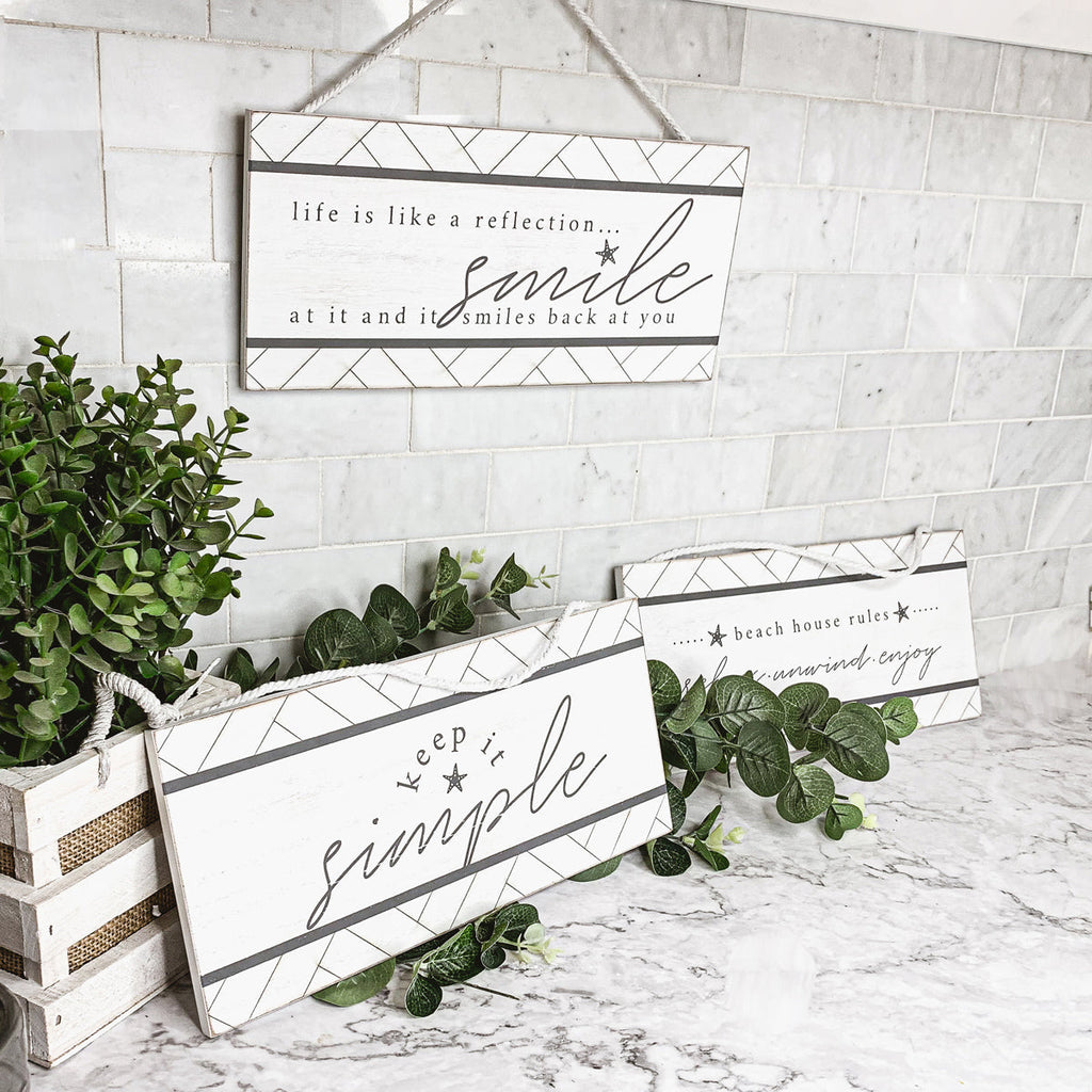 Beach House Hanging Signs - Coastal Door Wall Shelf Decor, 3 Styles, Summer