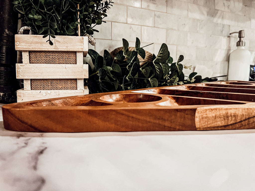 Oversized Acacia Wood Christmas Tree Charcuterie Board With Sectioned Serving