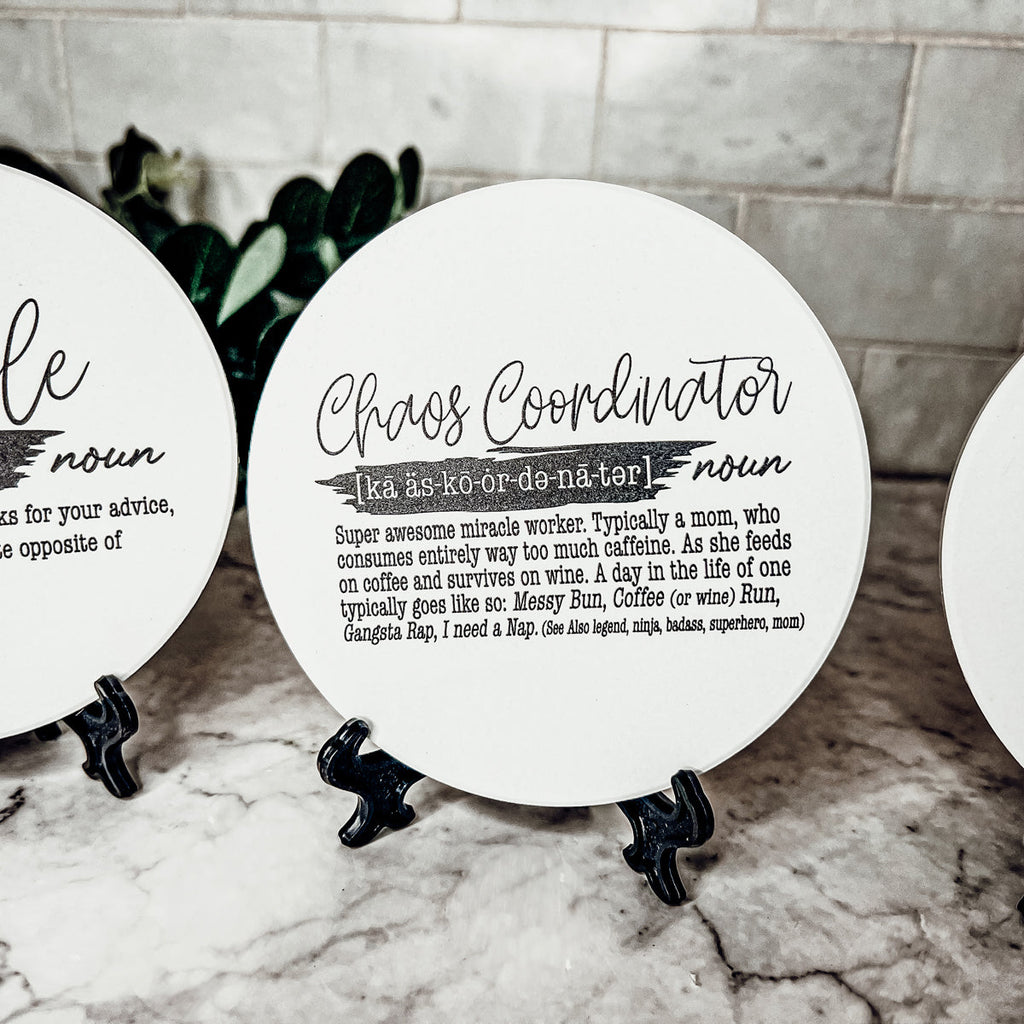 Adulting Funny Coaster Gift Set 6 Pack Humorous Quote Drink Coasters Home Bar Decor