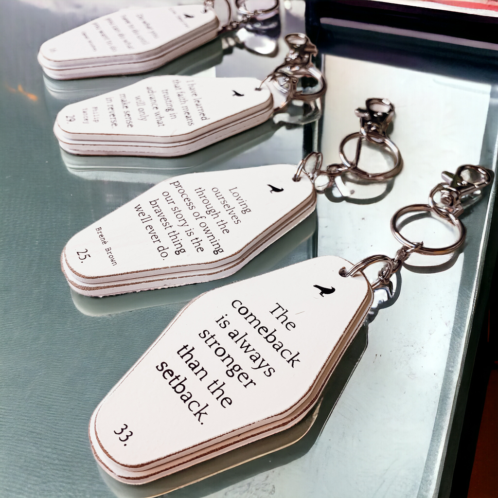 Wooden Inspirational Key Chains Reversible Heavy Duty Motivational Quotes Keyring Set 10 Plus Styles