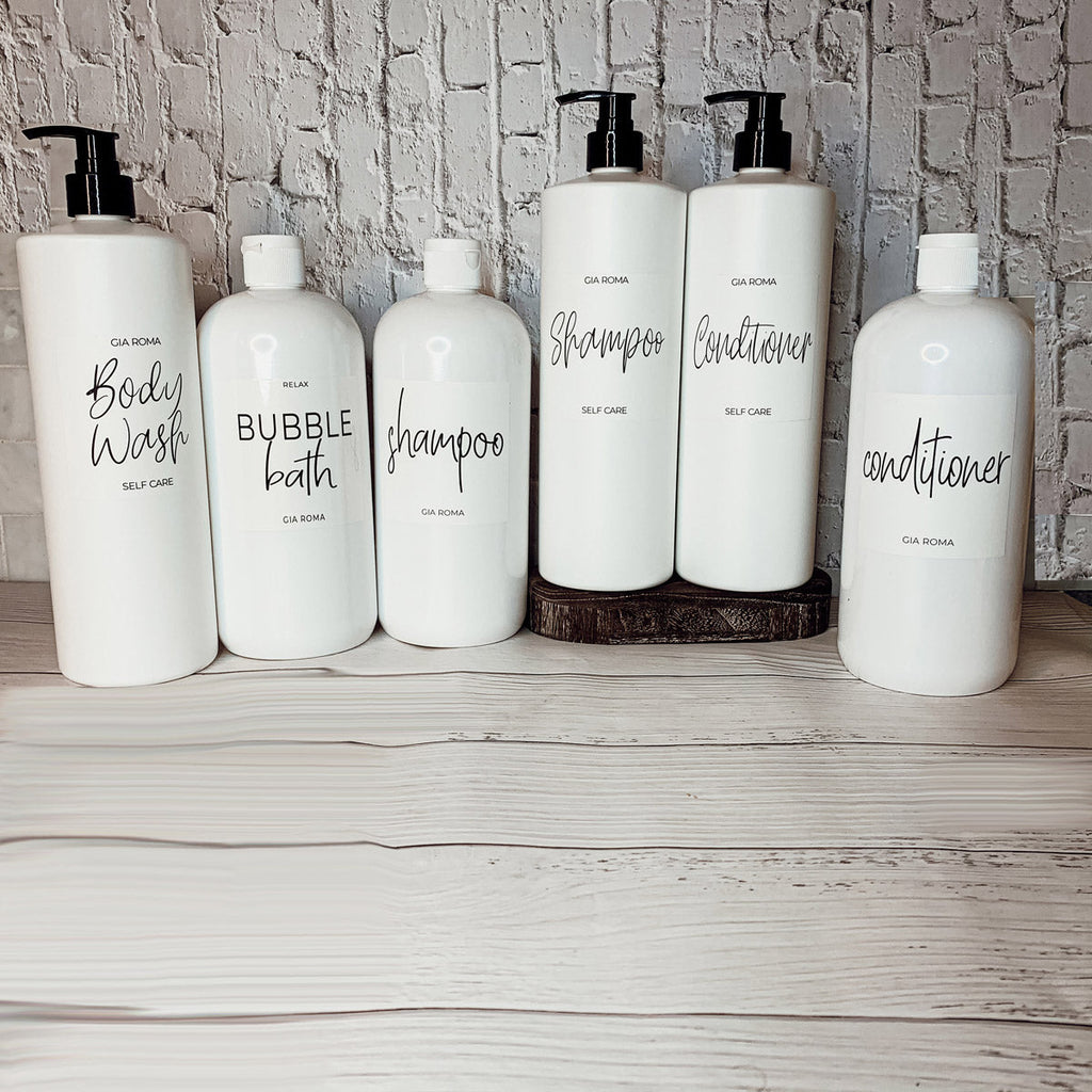 32oz White Plastic Refillable Dispenser Bottles - Reusable Soap Lotion Pump