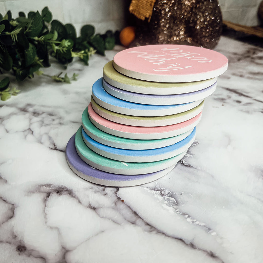 Easter Spring Ceramic Coaster Set 4 Inch Absorbent Drink Coasters Table Protectors Pack