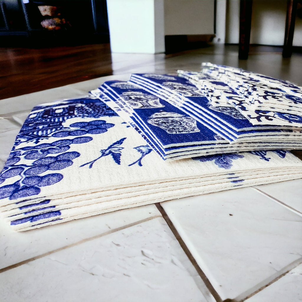 Chinoiserie Eco Kitchen Cloths - Biodegradable Cellulose Cotton, 3 Designs