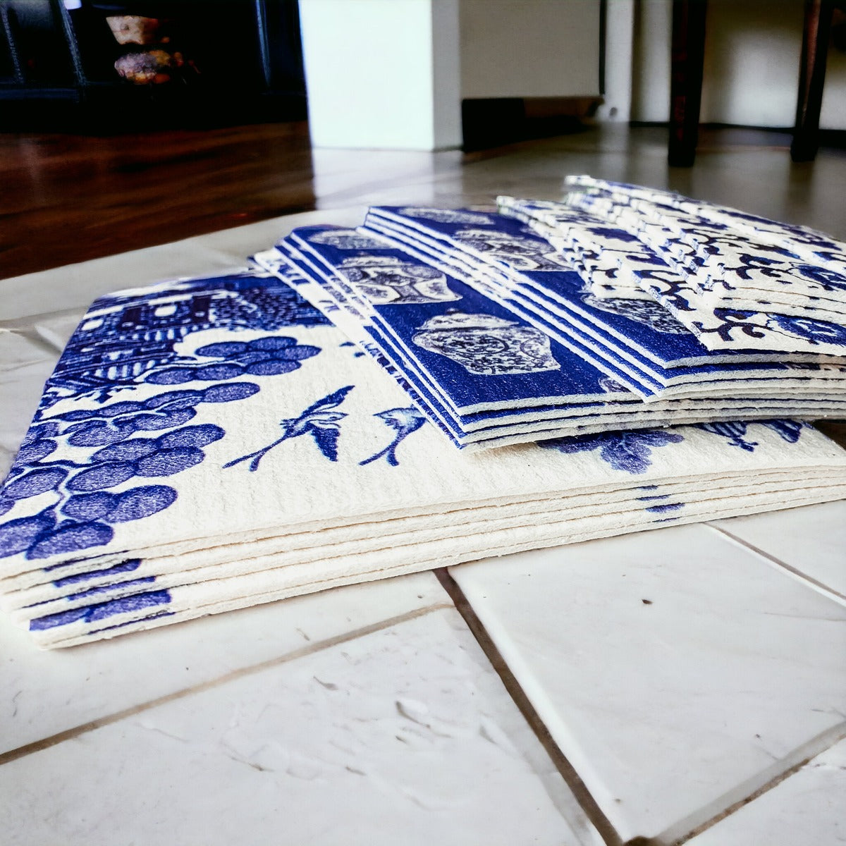 Chinoiserie Eco Kitchen Cloths - Biodegradable Cellulose Cotton, 3 Designs