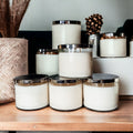 3-Wick Soy Candle 14.5oz Clear Glass Jar Silver Hammered Lid Hand-Poured USA