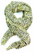 Yellow Leopard Scarf Cotton Blend Oversized 70 x 27.5 Inch