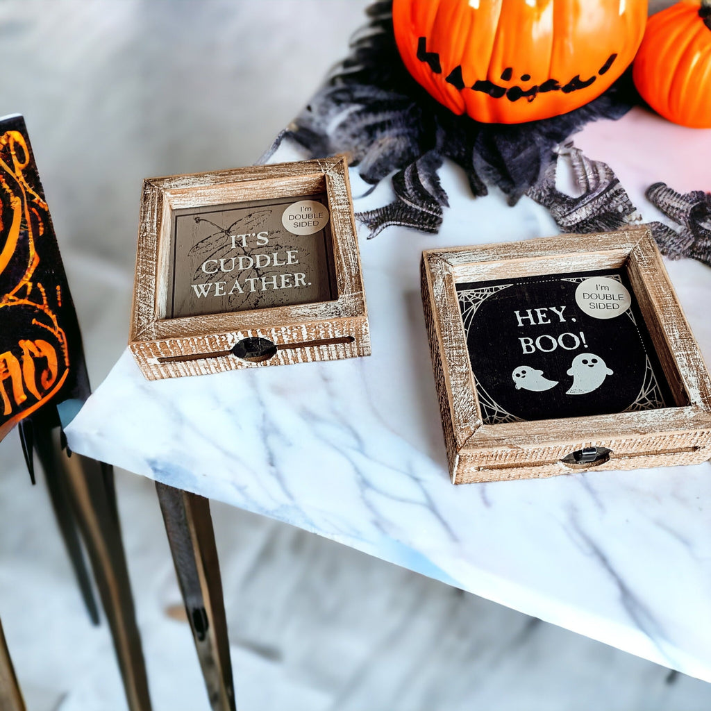 Double-Sided Fall Sign Hey Boo/It's Cuddle Weather Reversible Porch Decor