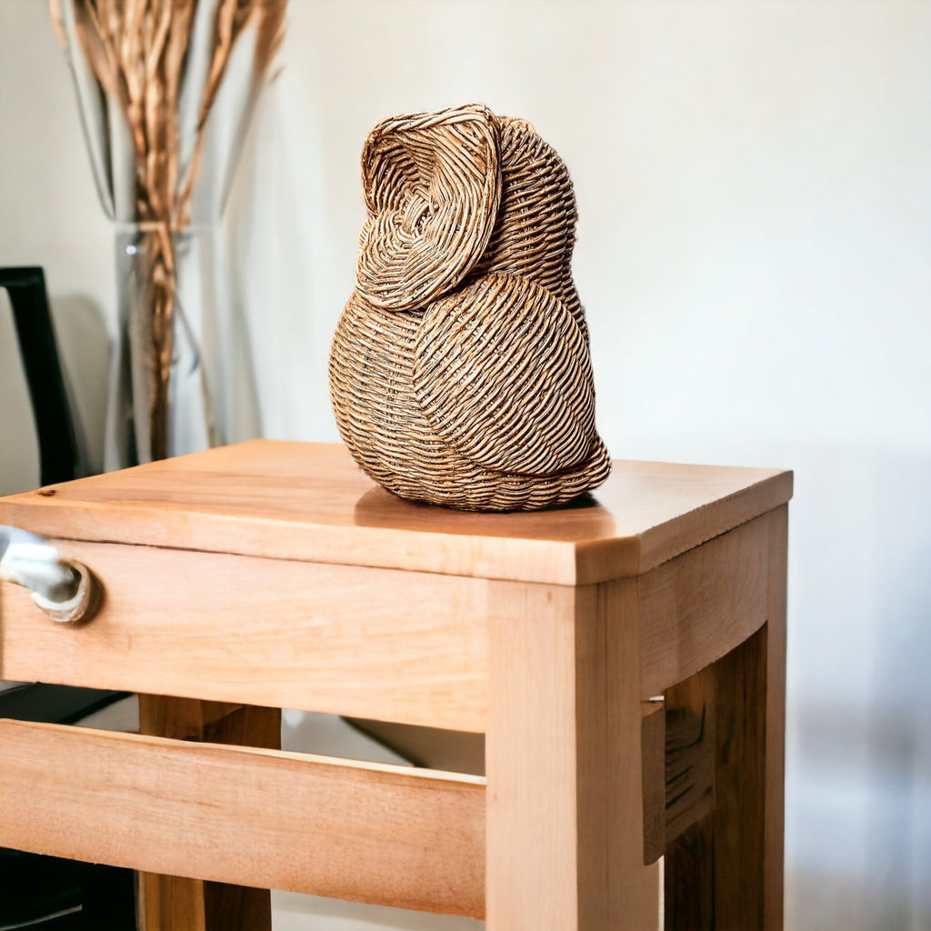 Basket Weave Owl Figurine Resin Rustic Owl Bookend Tabletop Accent Home Decor