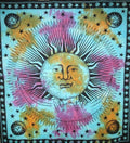 Sun And Crescent Moon Tie Dye Tapestry Wall Hanging