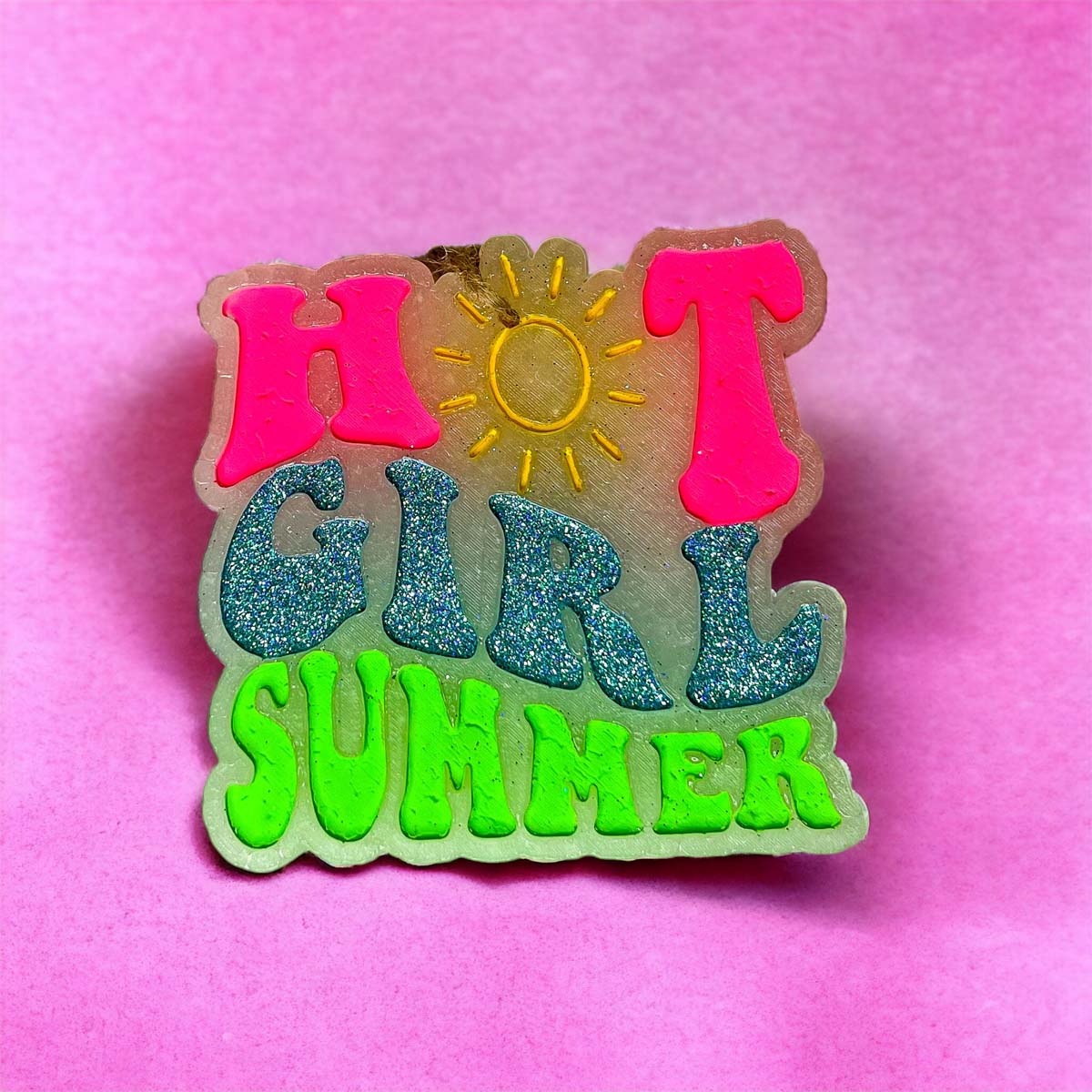 Hot Girl Summer Car Air Freshener Retro Sun Graphic Glitter Scented Hanging Car Accessory