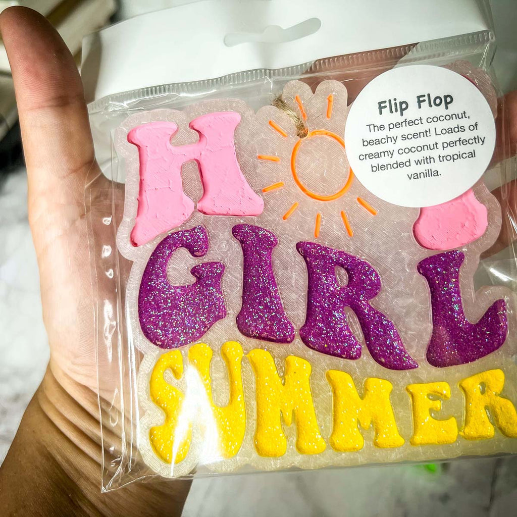 Hot Girl Summer Car Air Freshener Retro Sun Graphic Glitter Scented Hanging Car Accessory