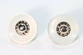 Goldtone Off White Acrylic Button Stud Earrings 1 Inch