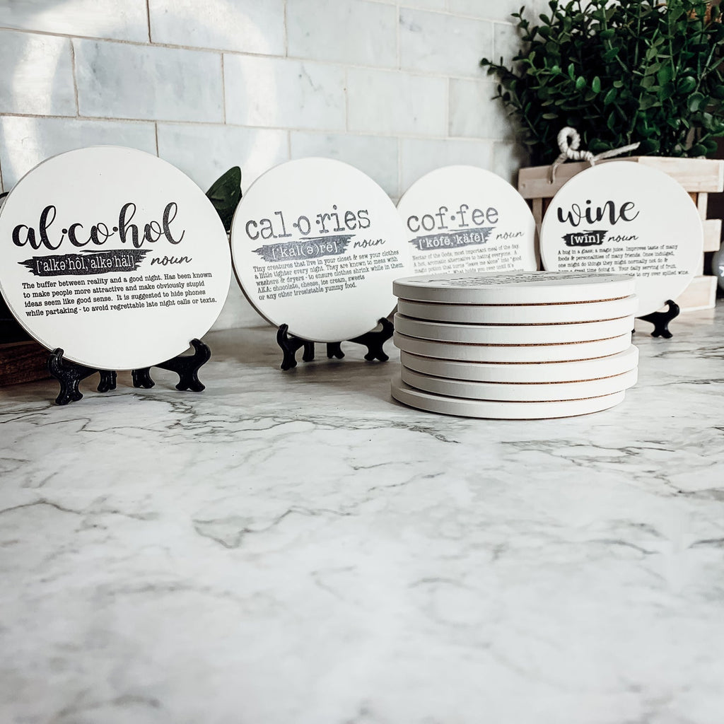 Funny Drink Definition Coasters Set Dictionary Quote Coasters For Bar And Countertop Decor