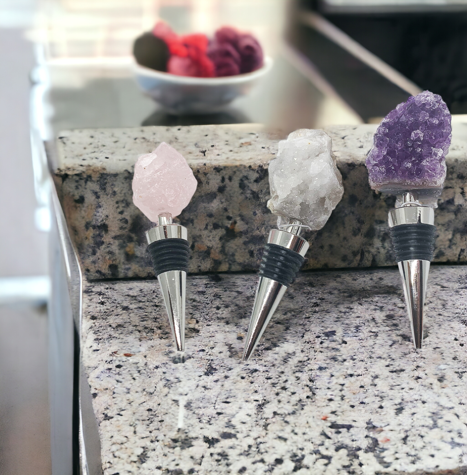 Natural Stone Wine Bottle Stoppers Set Decorative Bougie Bottle Stopper Gifts For Wine Lovers