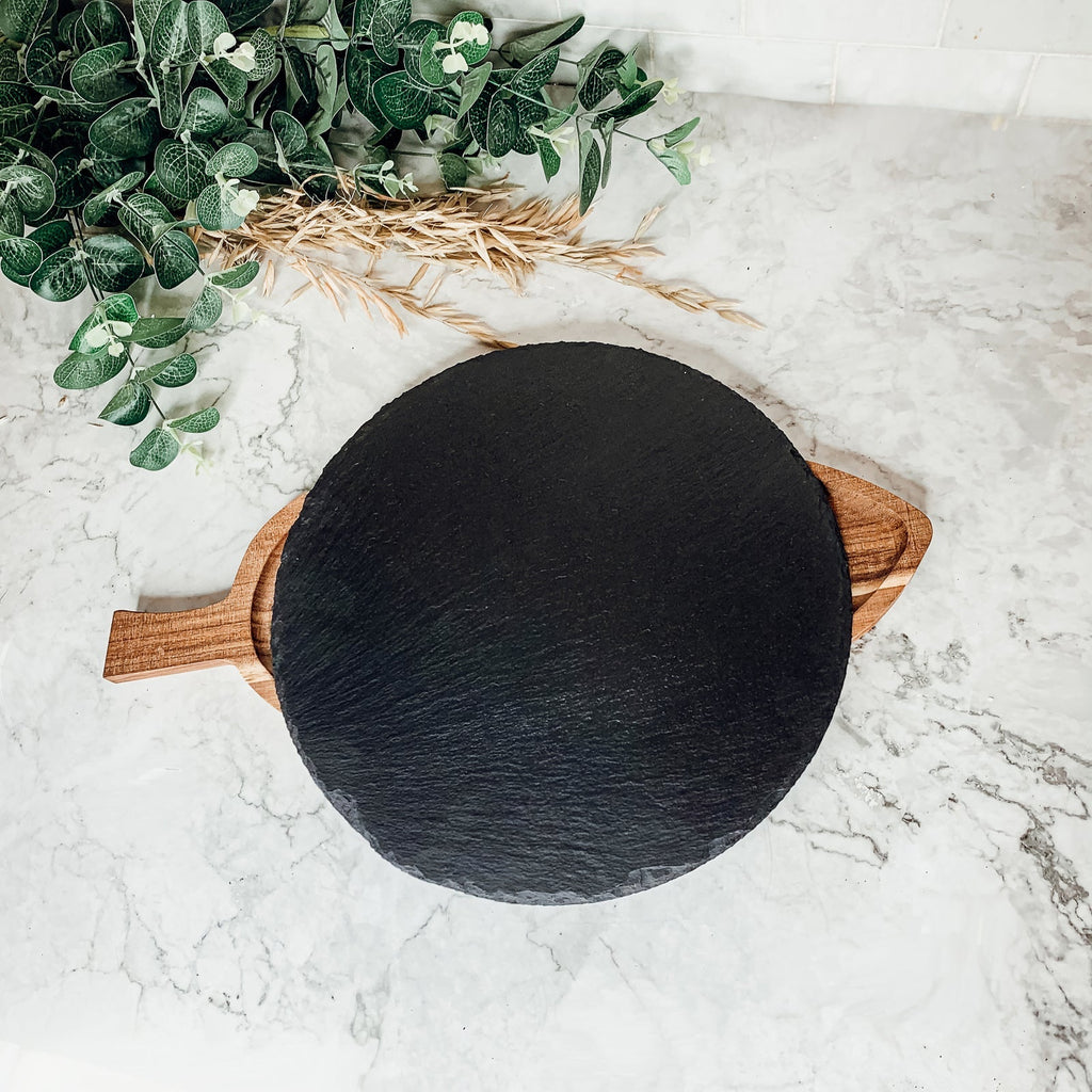 Slate Round 11" Cheese Board Natural Layered Edge Slim 5-6mm