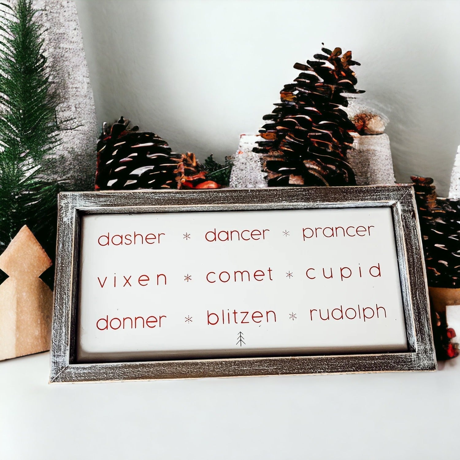 Rudolph And Friends Large Wooden Framed Embossed Christmas Sign With Metal Insert Holiday Decor