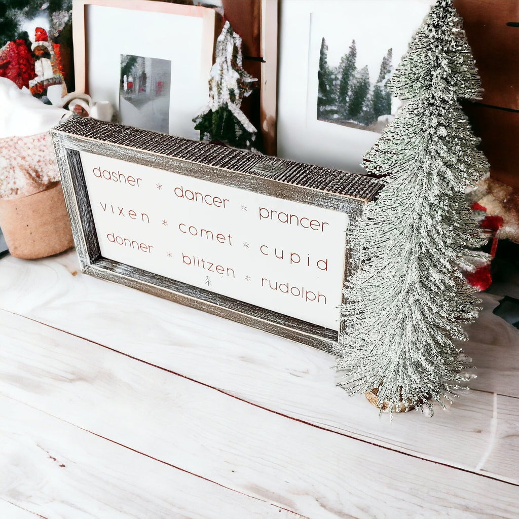 Rudolph And Friends Large Wooden Framed Embossed Christmas Sign With Metal Insert Holiday Decor