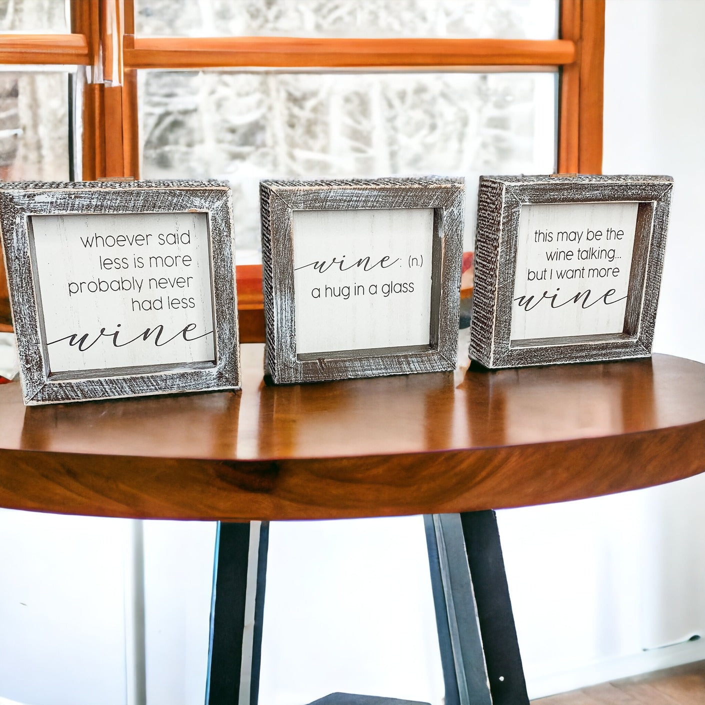 Wine Kitchen Sign 5x5 Thick Framed Wooden Bar Label Sign For Wine Lovers