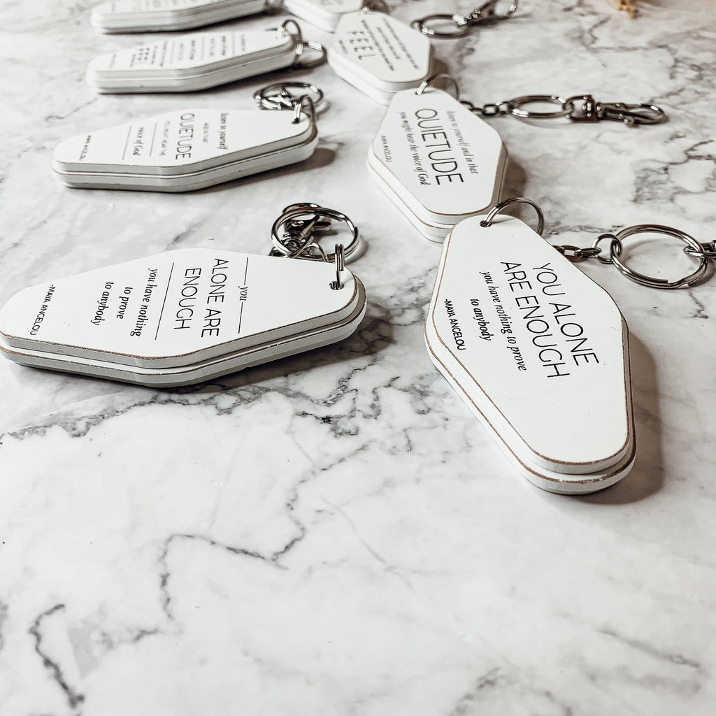 Wooden Inspirational Keychains Double Sided Engraved Motivational Messages Vertical Horizontal