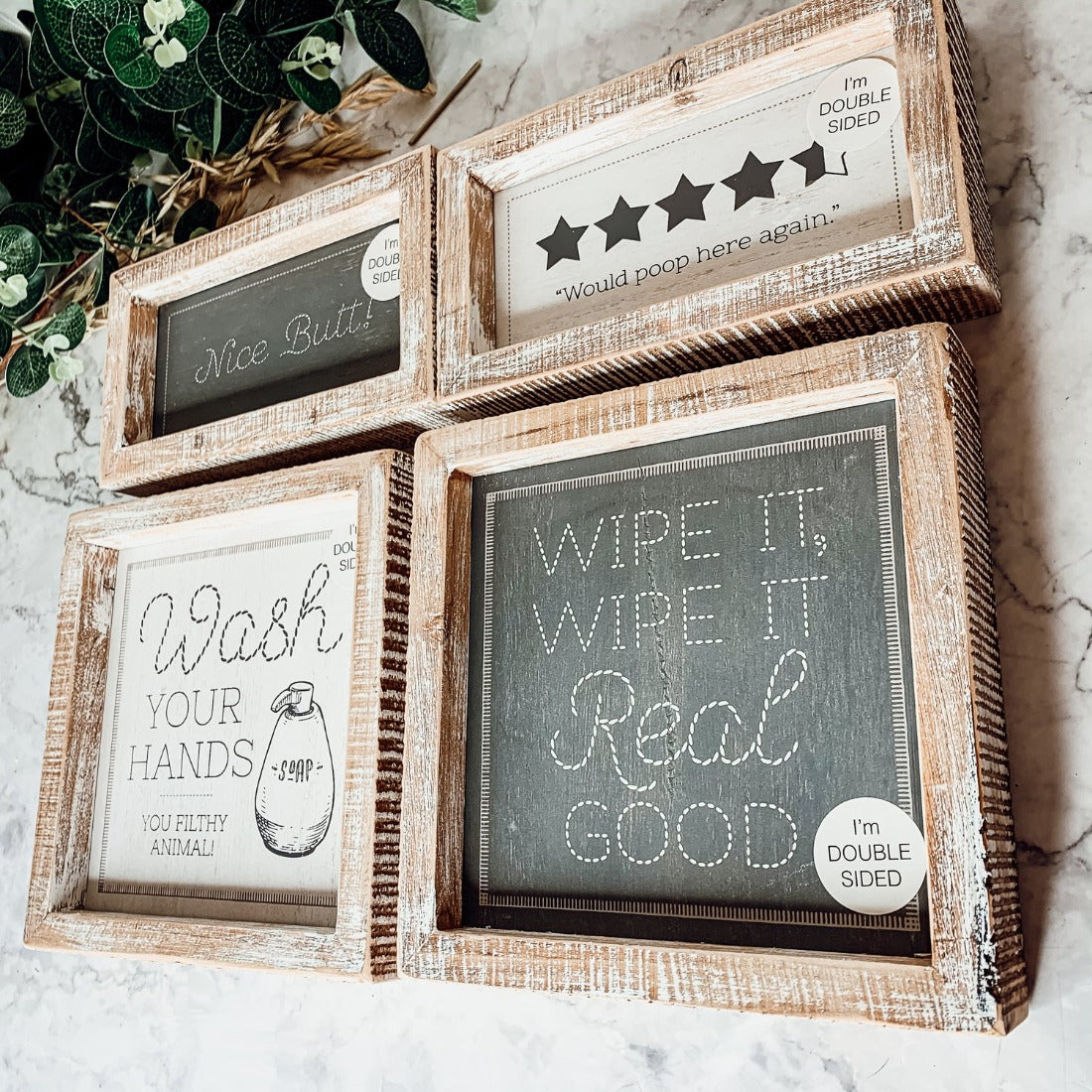Double Sided Humorous Bathroom Sign Wipe It Real Good Reminder Wash Hands After Use