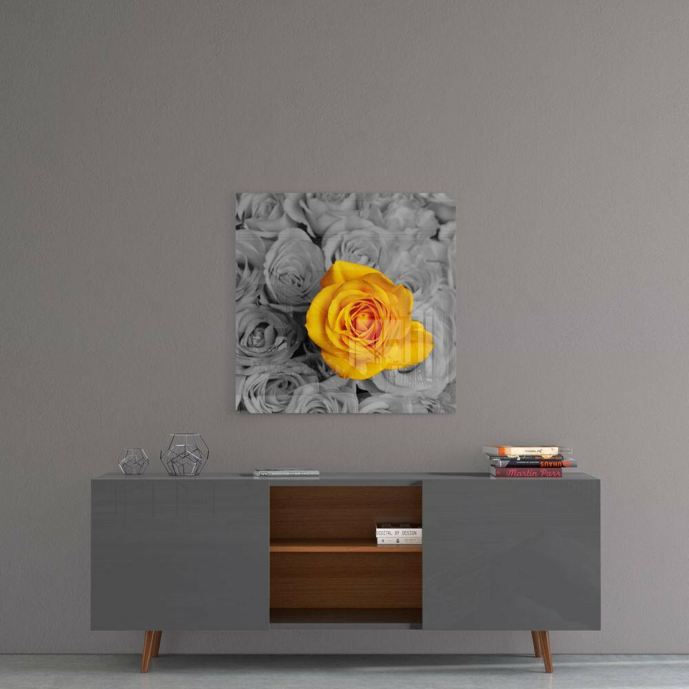 Yellow Rose Glass Wall Art