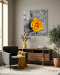 Yellow Rose Glass Wall Art