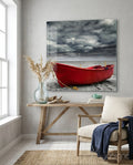 Red Kayak Glass Wall Art