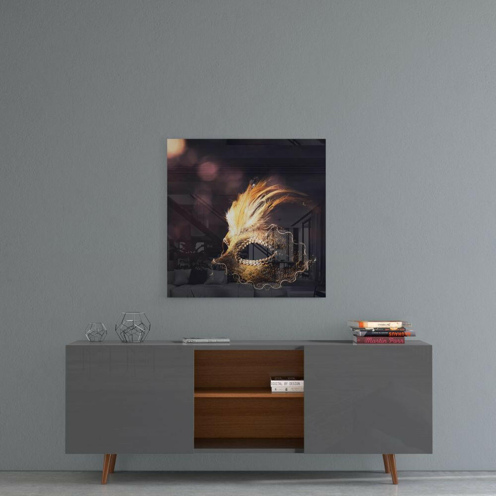 Prom Mask Glass Wall Art