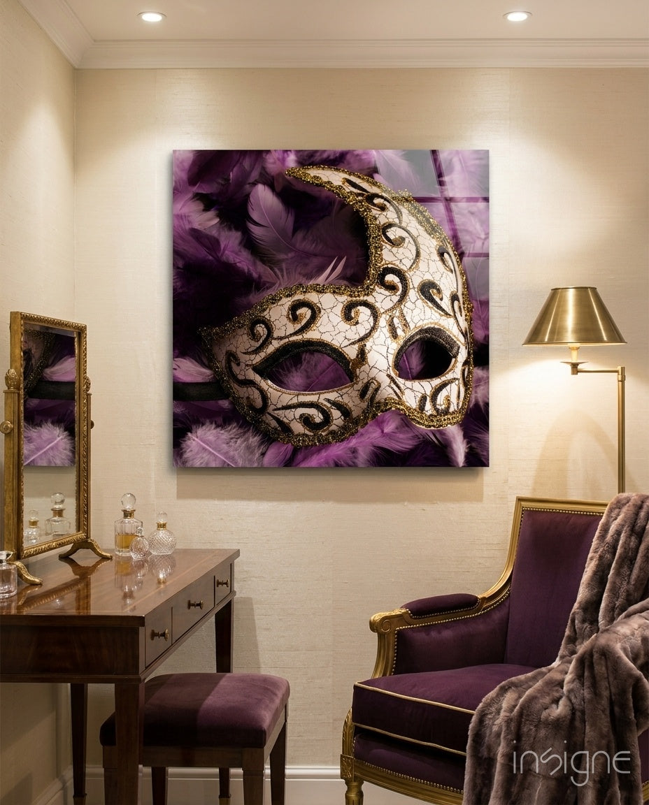 Prom Mask Glass Wall Art