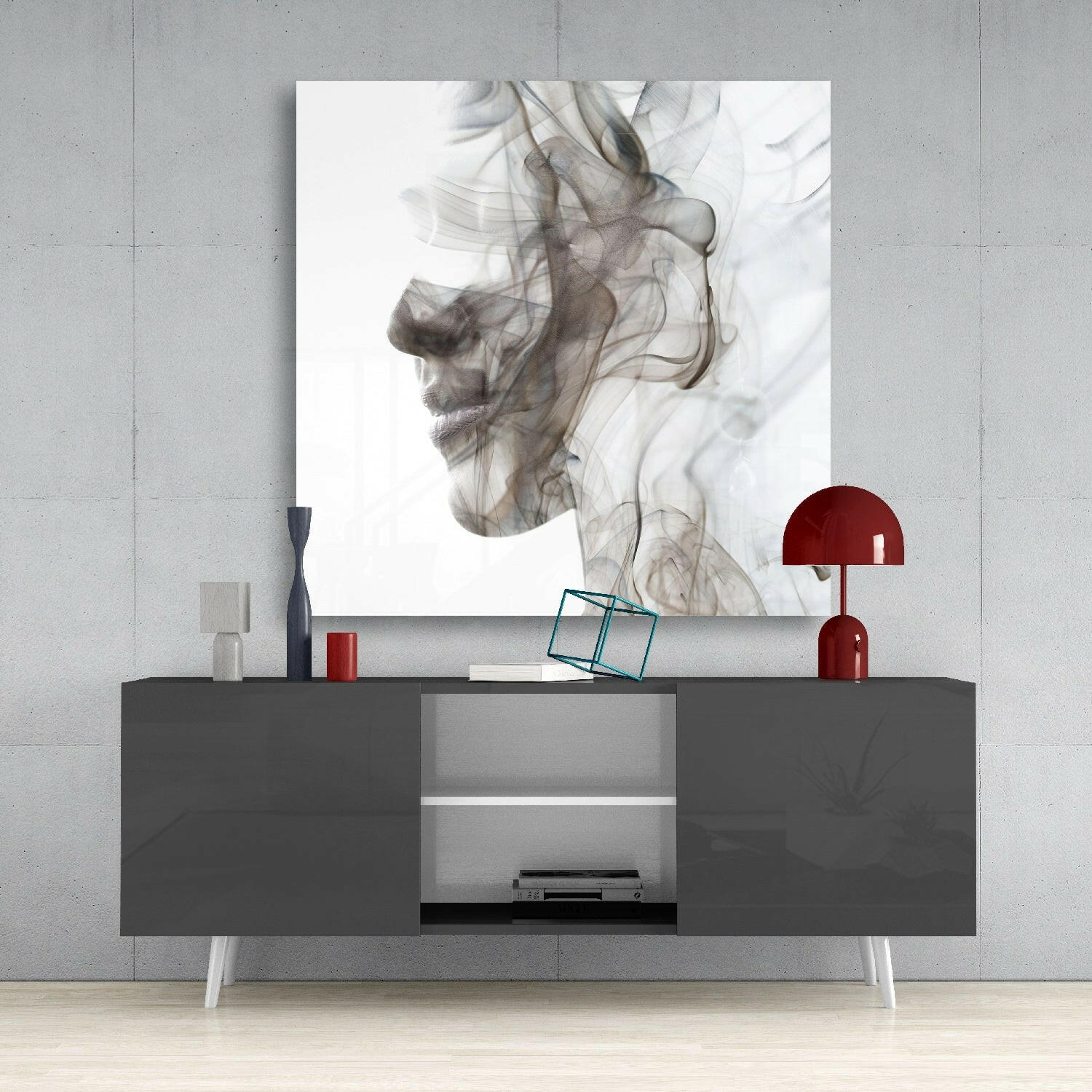 Smoke Face Glass Wall Art