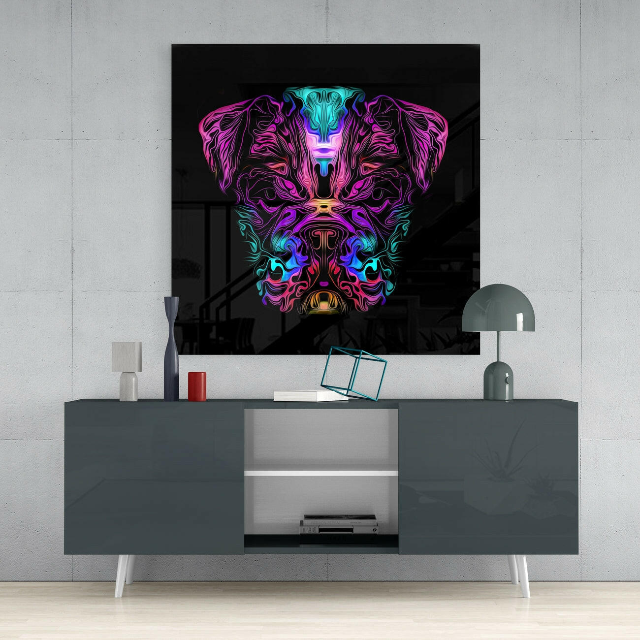 Angry Dog Glass Wall Art