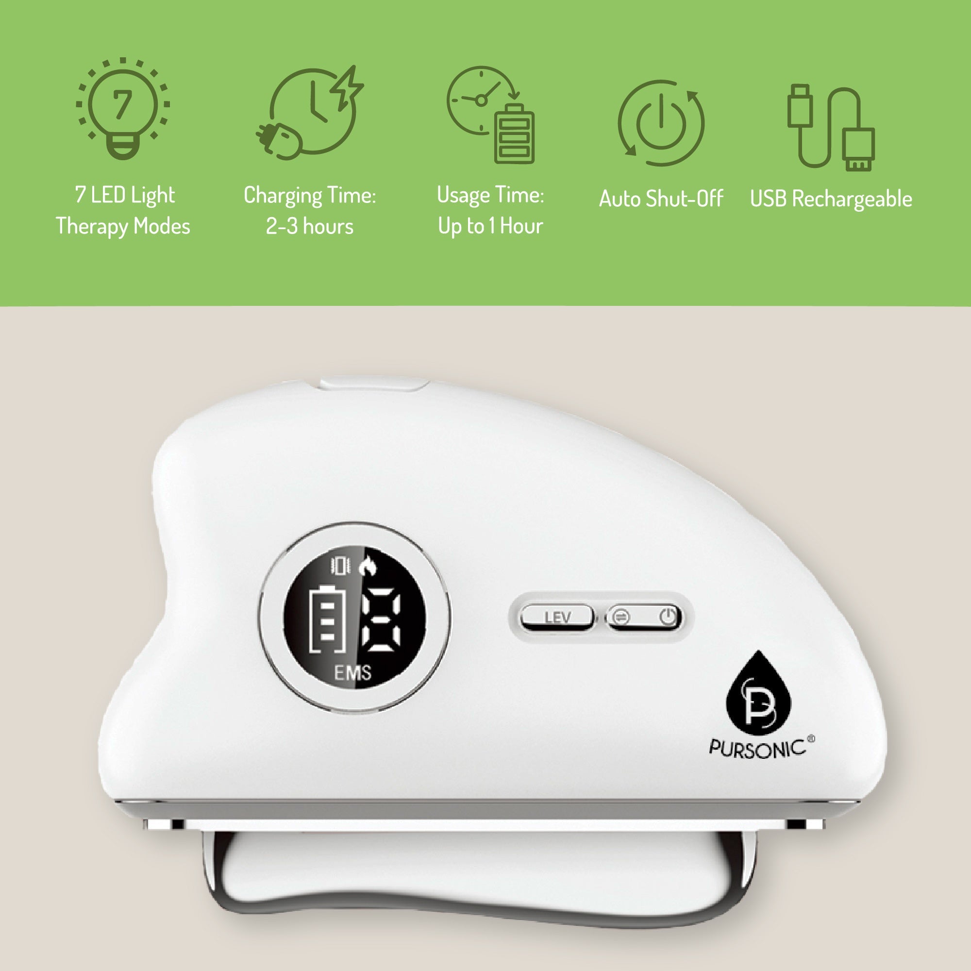 Pursonic Radiance Duo: 7-in-1 LED Light Therapy Beauty Face & Body Wands (2-Pack)