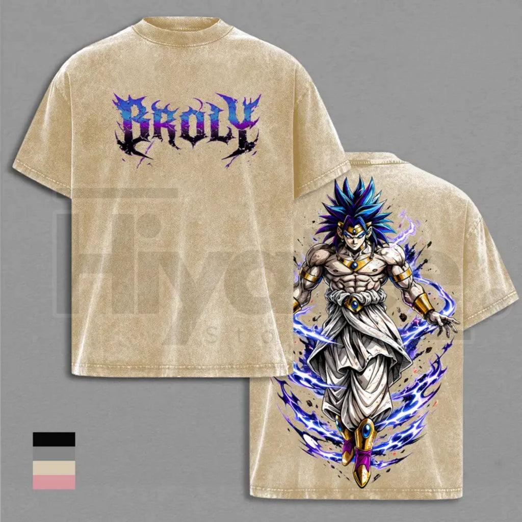 Legendary Saiyan Vintage Washed T-Shirt – Heavyweight Cotton Unisex Anime Graphic Tee