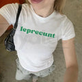 Leprecunt St Patrick's Day Baby Tee – Funny Y2K St Paddy's Shirt, Vintage 90s Retro Shamrock Tee for Women