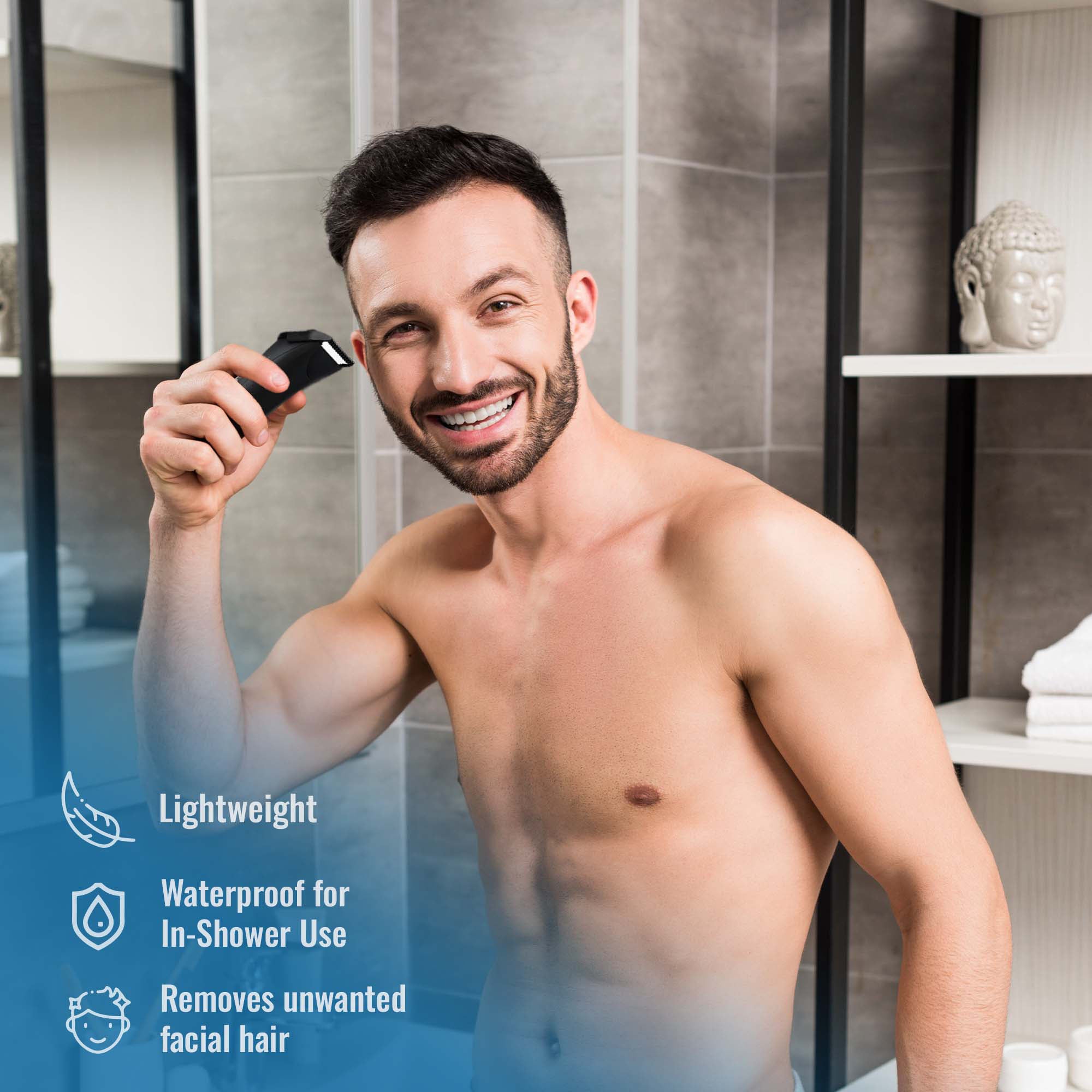 Pursonic – Mario Lopez Wireless Body Hair Trimmer & Shaver + Nose and Ear Hair Trimmer + Men’s Assorted Face and Body Wipes (3-Pack, 150 Wipes)