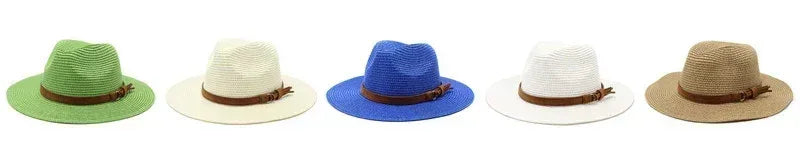 New Big Size 59-60CM Panama Hat Summer Sun Hats for Women Man Outdoor Beach Straw UV Protection Cap Chapeau Jazz Trilby Cap