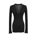 Deep V Neck Sheer T-Shirt black